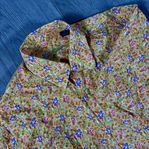 Alan Flusser Men's Floral Print Short Sleeve Button Up Shirt Cotton M